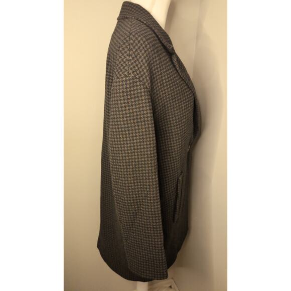 Zara Basic wool blend houndstooth heritage oversized long coat blazer - Picture 8 of 12